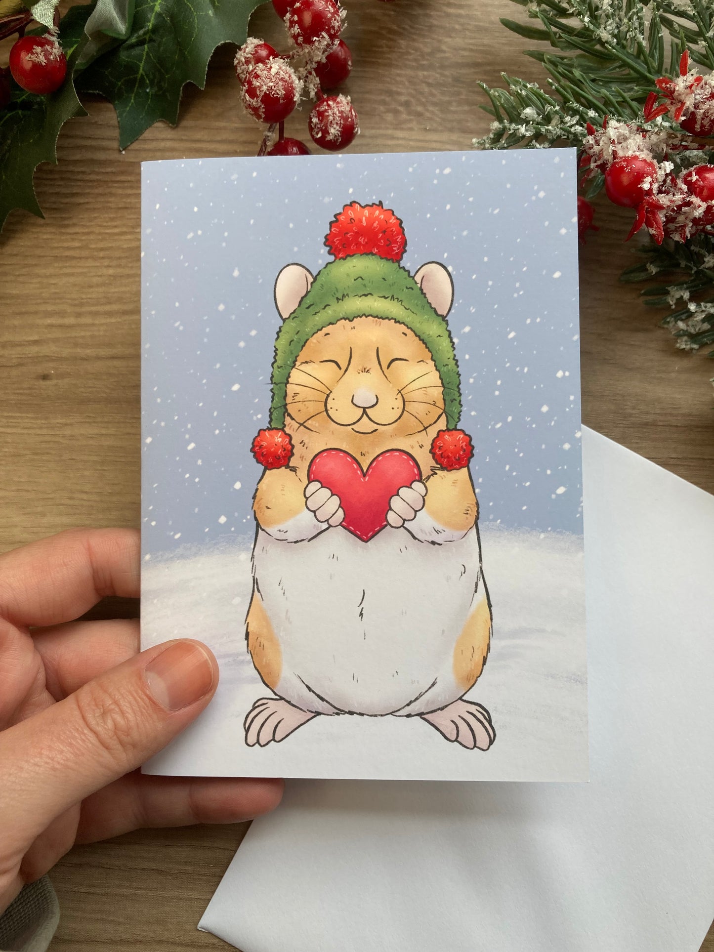 Warm Hammy Wishes | A6 Christmas Greeting Card