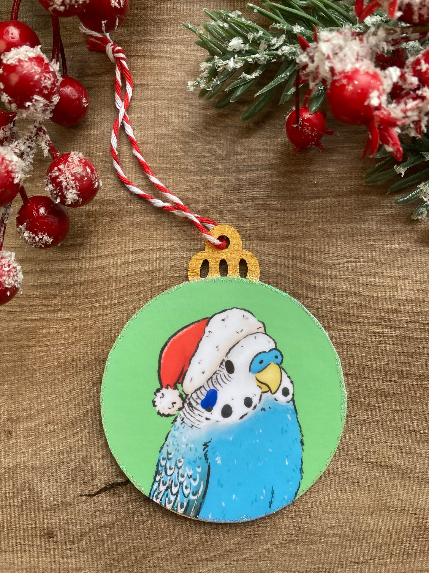 Christmas Chirpings | Cute Budgie Christmas Tree Bauble