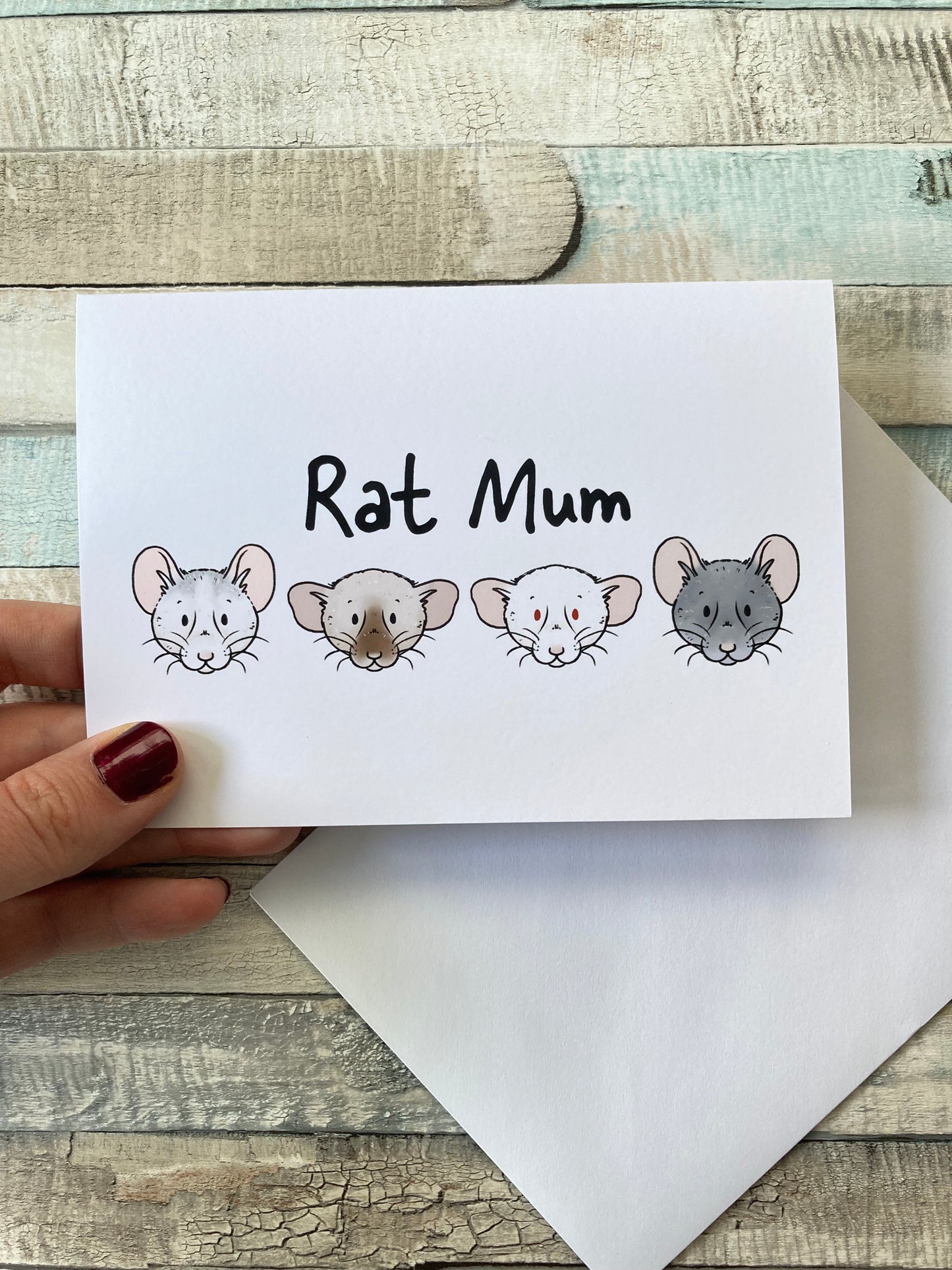 Rat Mum Mothers Day A6 Greeting Card, Fancy Pet Rat Illustrations, Gotcha Day, Rat Gift For Rat Lovers