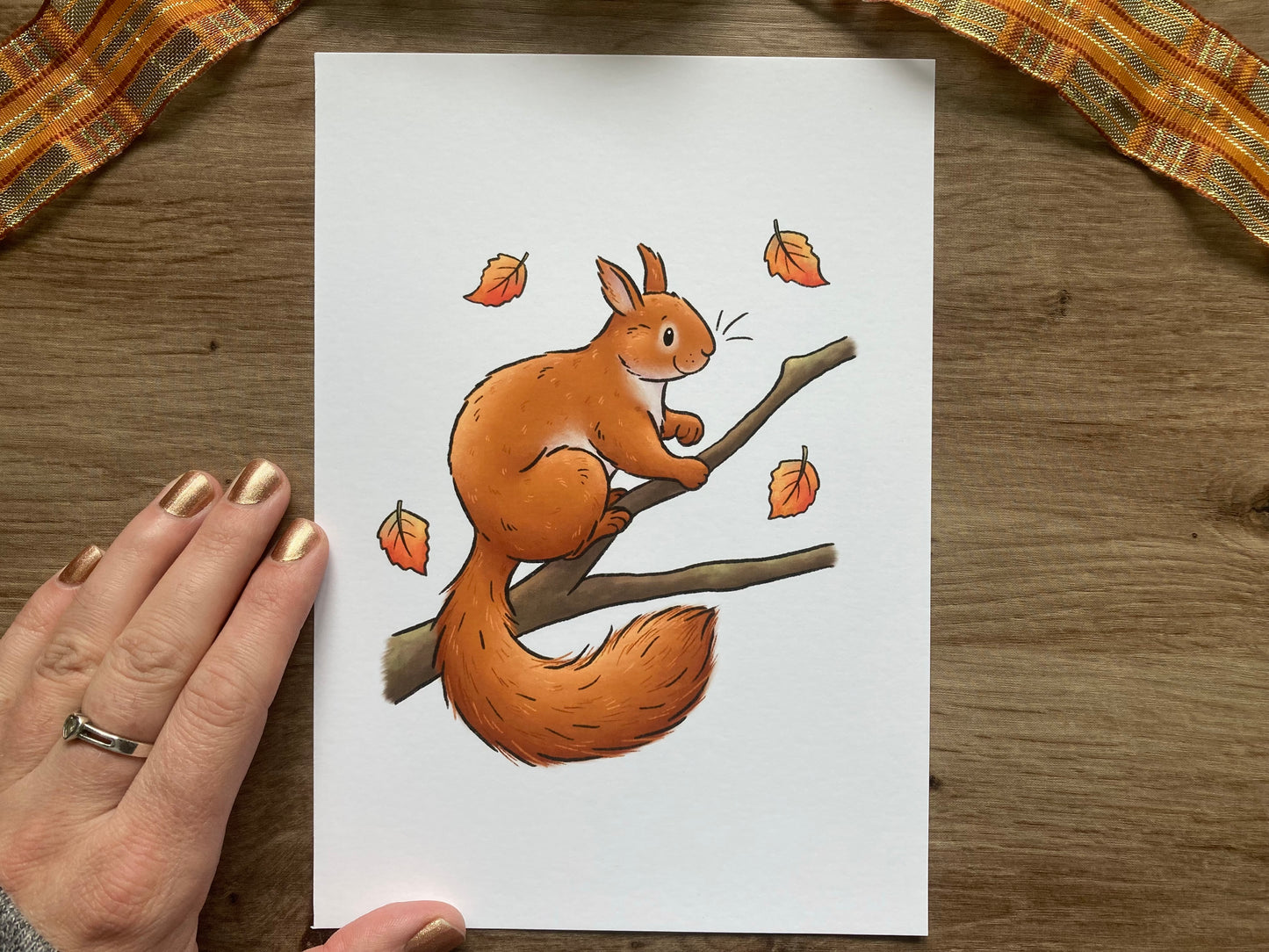 Happy Autumn Squirrel Artwork | Autumn Art Print
