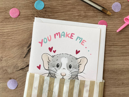 You Make Me Boggle | Cute Fancy Rat Greeting Card | Pet Rat Valentine