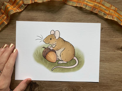 Autumn Mouse Artwork | Cute Autumn Mouse Art Print