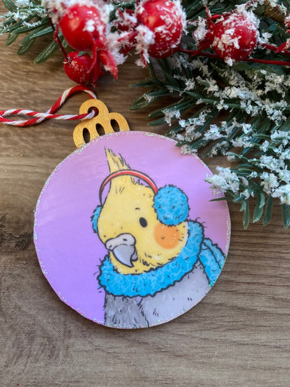 Festive Tiel | Cute Cockatiel Christmas Tree Bauble