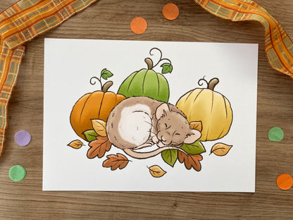 Pumpkin Patch Ratty | Cute Rat Art Print | Autumn Rat Artwork