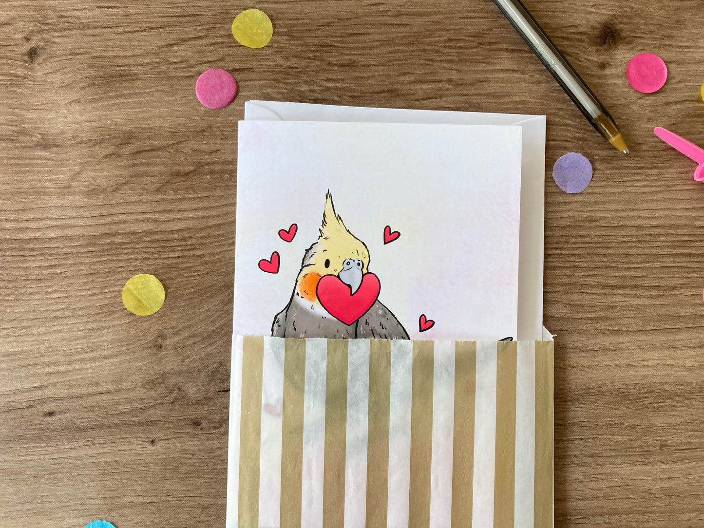 You Stole My Heart | Cockatiel Blank Greeting Card | Cockatiel Valentines Card