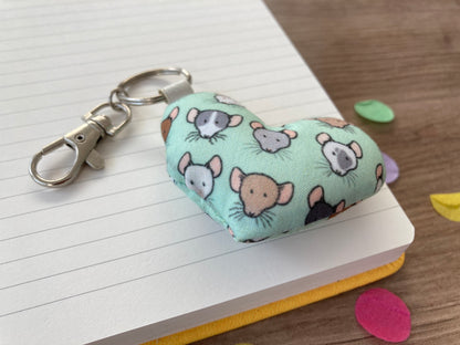 Cute Rat Keyring | Fabric Heart Rat Keyring | Rat Gift
