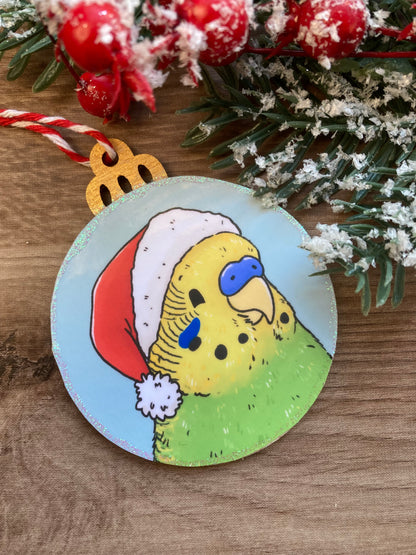 Santa Budgie | Cute Budgie Christmas Tree Bauble