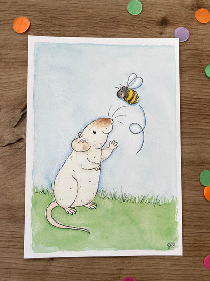 Bumble  Rat | Cute Rat Art Print | Spring Rat Artwork