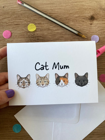 Cat Mum | Cute Cat Blank Greeting Card | Cat Gift