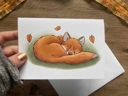 Autumn Fox Greeting Card | Cute Red Fox A6 Greeting Card