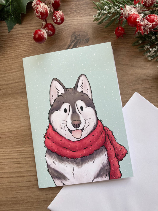 Winter Husky | Cute Husky Dog Greeting Card | Husky Christmas Card