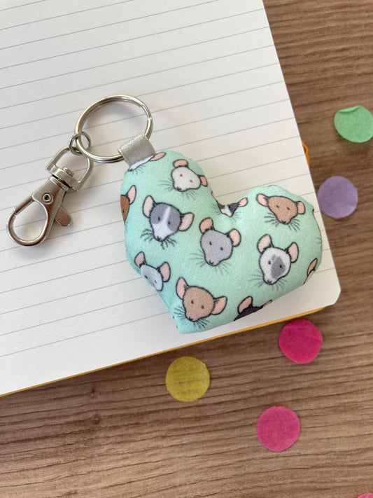 Cute Rat Keyring | Fabric Heart Rat Keyring | Rat Gift