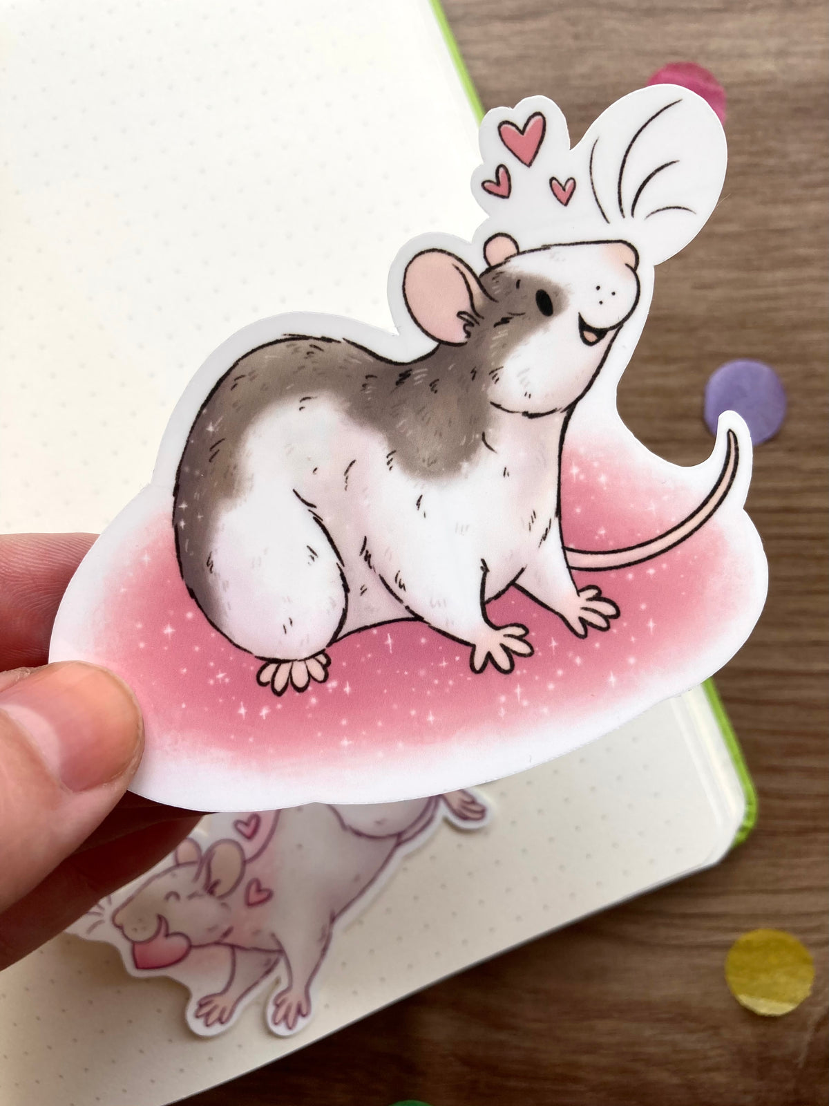 Love Heart Rat Sticker Bundle | Set of 2 Vinyl Stickers | Cute Rat Gift