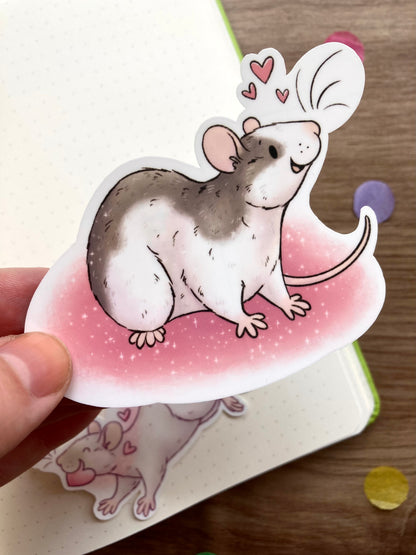 Love Heart Rat Sticker Bundle | Set of 2 Vinyl Stickers | Cute Rat Gift