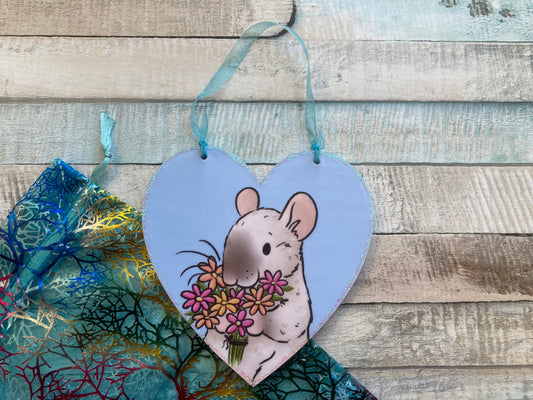 Spring Rat | Cute Rat Hanging Heart Decoration | Rat Valentines Day Gift