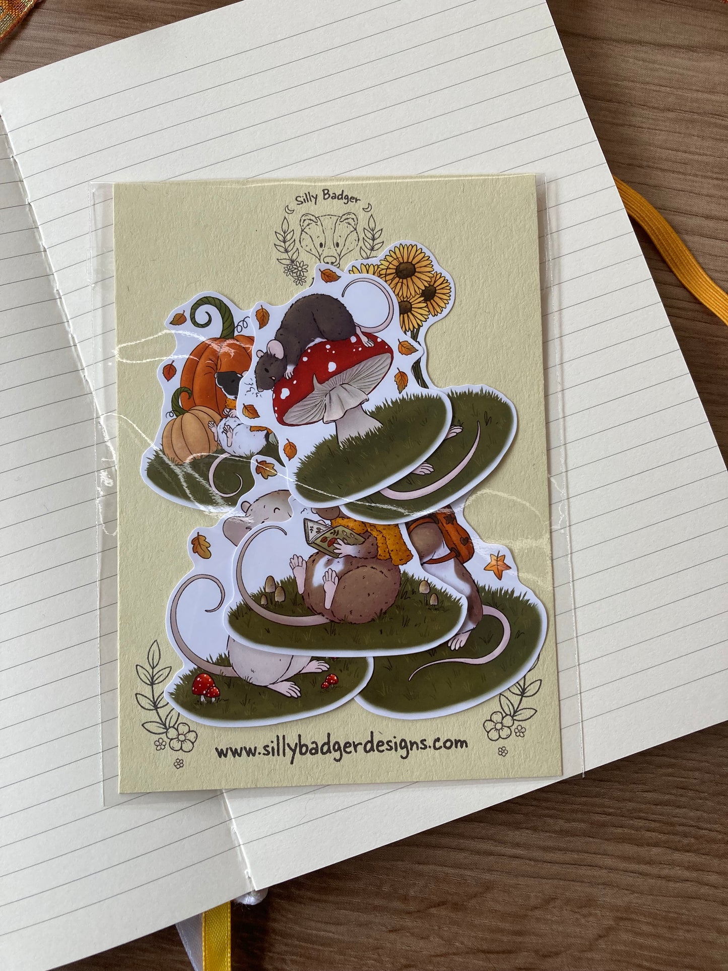Autumn Ratties Sticker Pack | Pack Of 6 Cute Rat Stickers | Fun Glossy Paper Rat Stickers