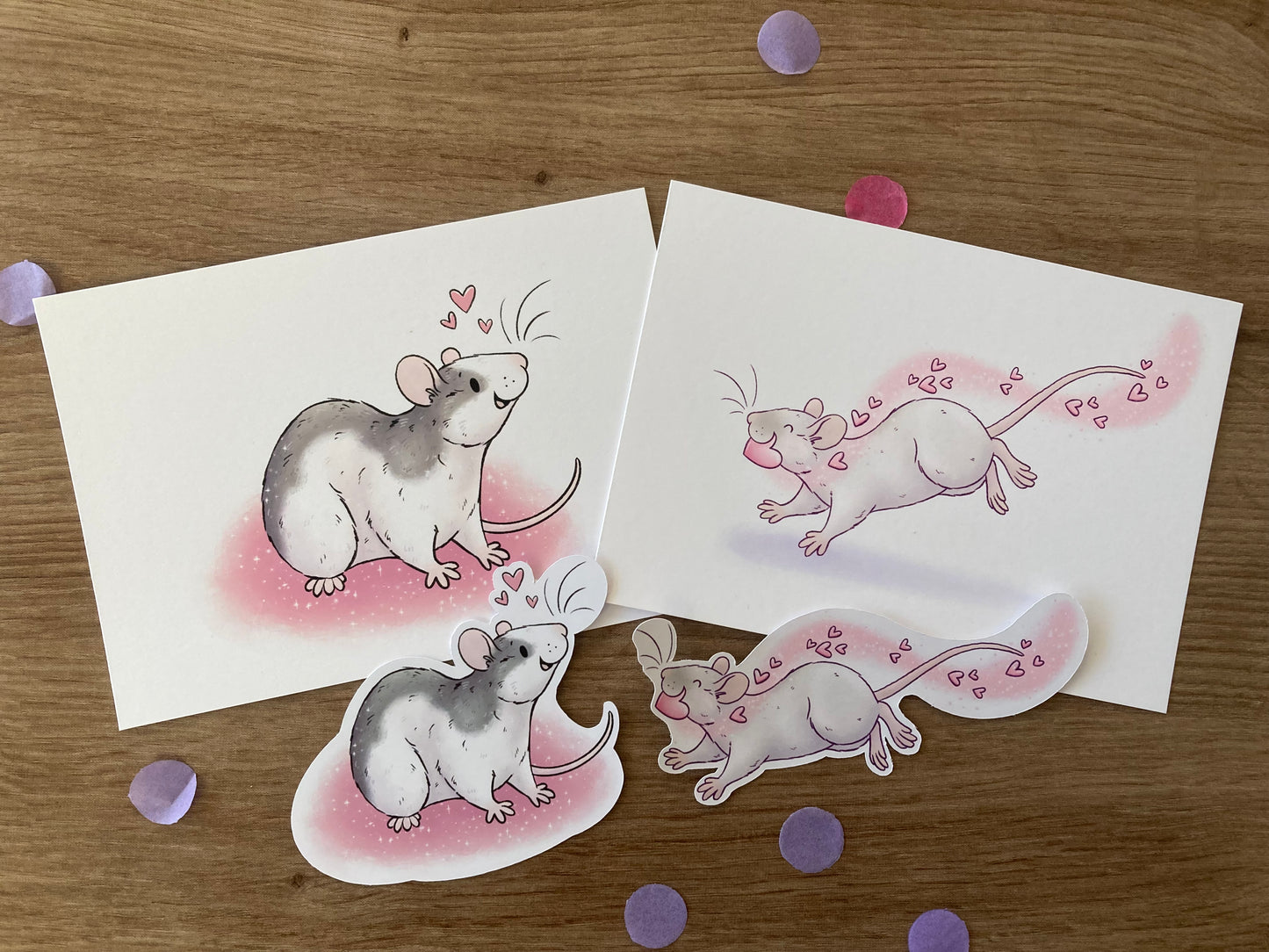 The Complete Valentines Rat bundle - Glossy stickers and art prints bundle