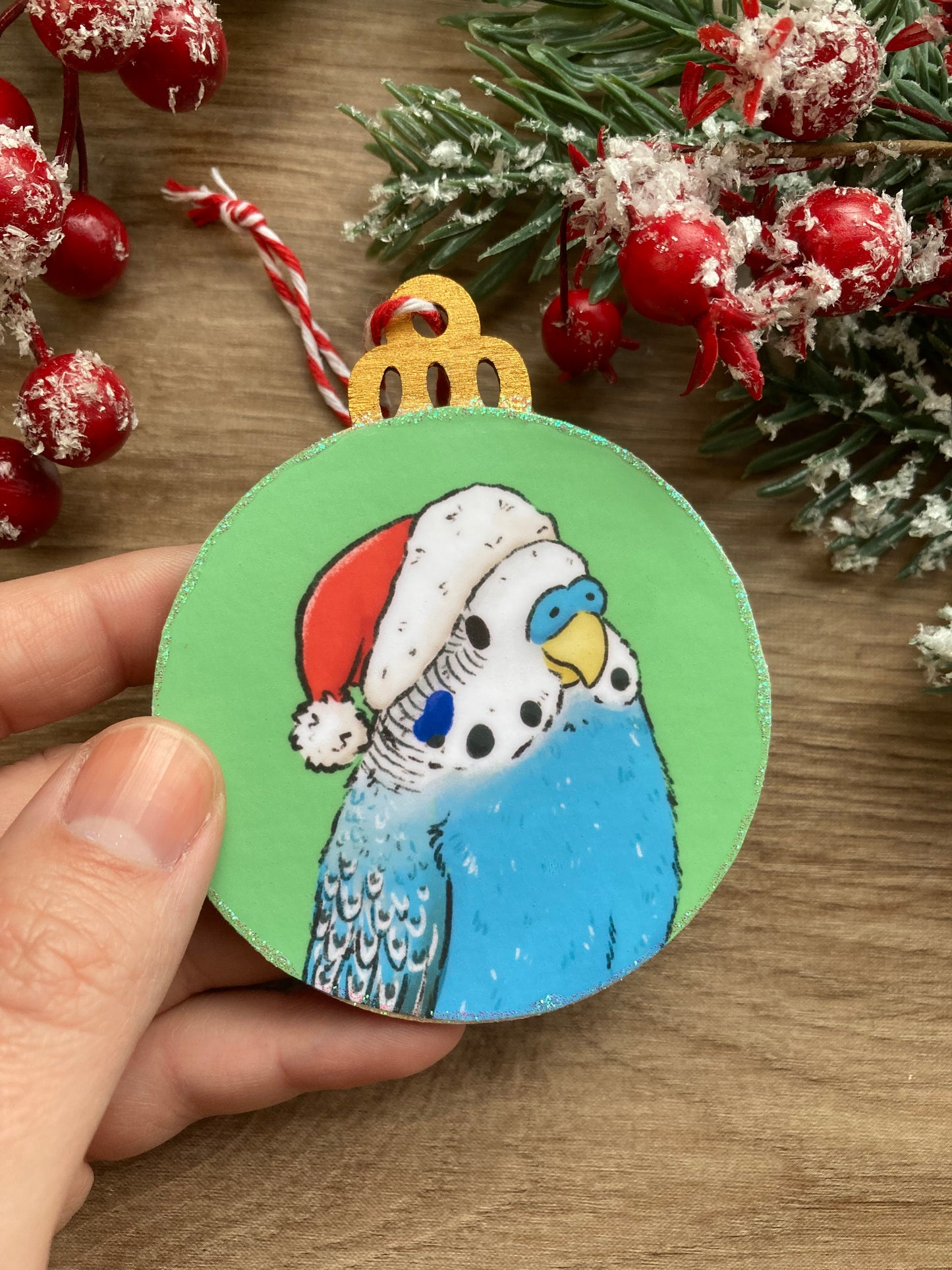 Christmas Chirpings | Cute Budgie Christmas Tree Bauble