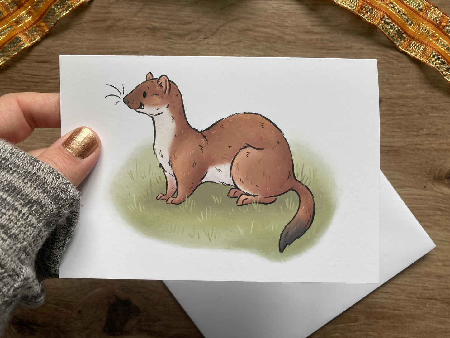 Autumn Stoat Greeting Card | Cute Stoat A6 Greeting Card