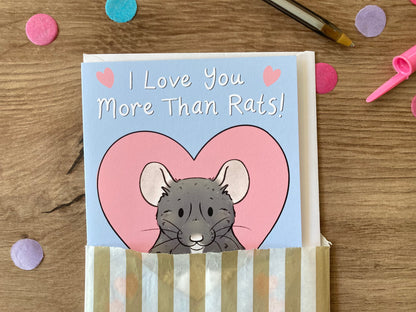 I Love You More Than Rats | Funny Rat Valentines Love Greeting Card | Cute Rat Gift