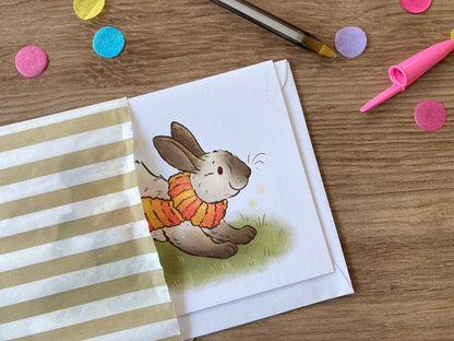 Autumn Bunny | Cute Rabbit Greeting Card | Autumn Animal Blank Greeting Card