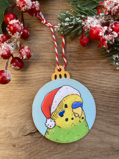 Santa Budgie | Cute Budgie Christmas Tree Bauble