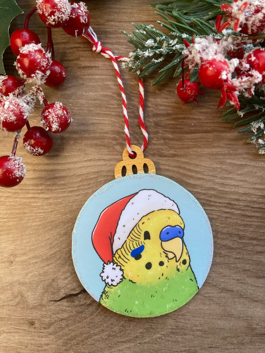 Santa Budgie | Cute Budgie Christmas Tree Bauble