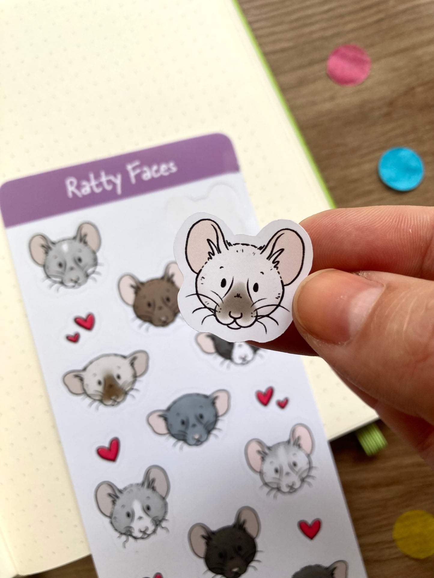 Ratty Faces Glossy Sticker Sheets | Pack Of 2 | Rat Stationery Gift