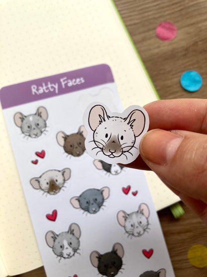 Ratty Faces Glossy Sticker Sheets | Pack Of 2 | Rat Stationery Gift
