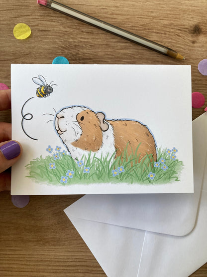 Bumble Pig | Cute Guinea Pig Greeting Card | Guinea Pig Gift