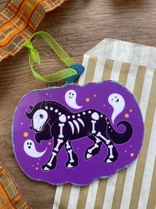 Spook The Horse Spooky Gang Hanging Pumpkin Halloween Decoration - Spooky Horse Art - Halloween Pumpkin Horse Ornament