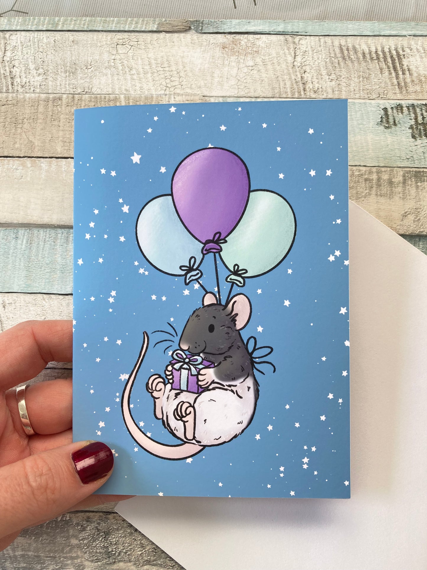 Ratty Balloons | Rat Birthday Card