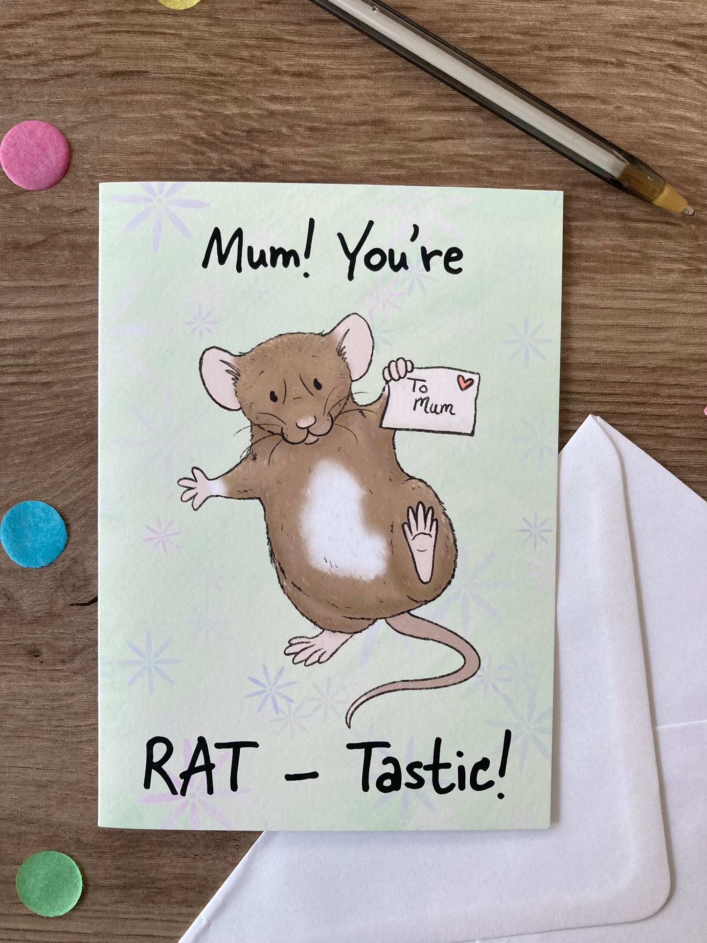 Mum! You're Rat-Tastic | Cute Rat Mothers Day Greeting Card | Rat Mum Gift