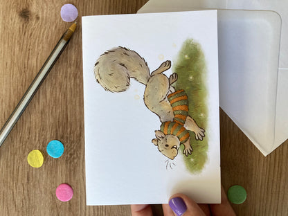 Autumn Squirrel | Autumn Greeting Card | Cute Squirrel Blank Greeting Card