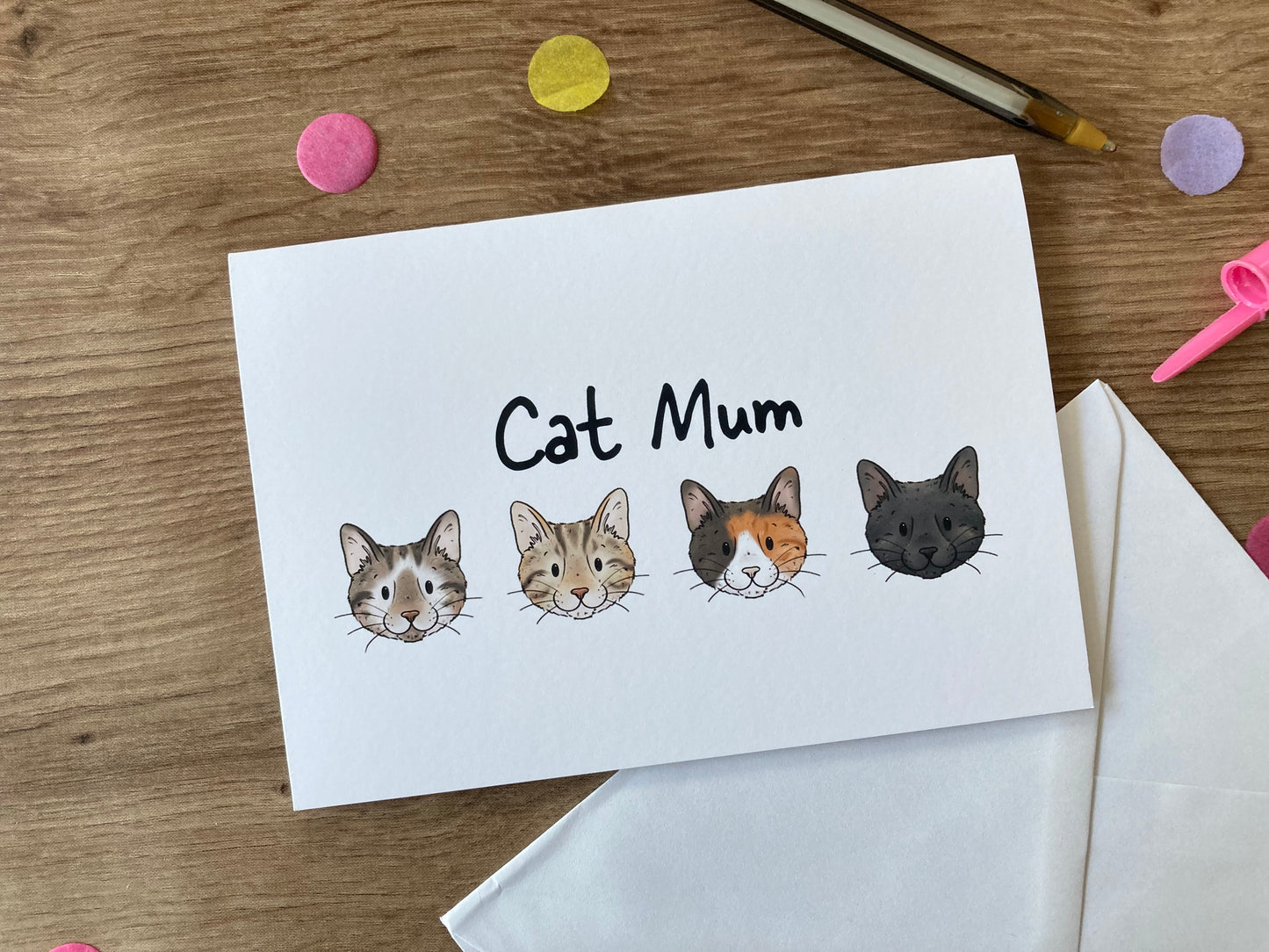 Cat Mum | Cute Cat Blank Greeting Card | Cat Gift