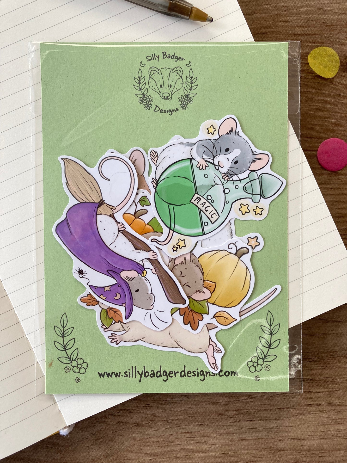 October Rat Stickers | Set Of 6 Pet Rat Stickers Halloween Rat Gift