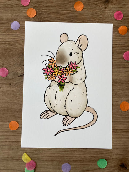 Summer Blooms | Sweet Rat Art Print | Summer Rat Artwork
