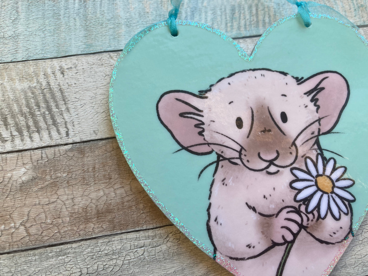 Daisy Rat | Cute Rat Hanging Heart Decoration | Fun Rat Valentines Day Gift