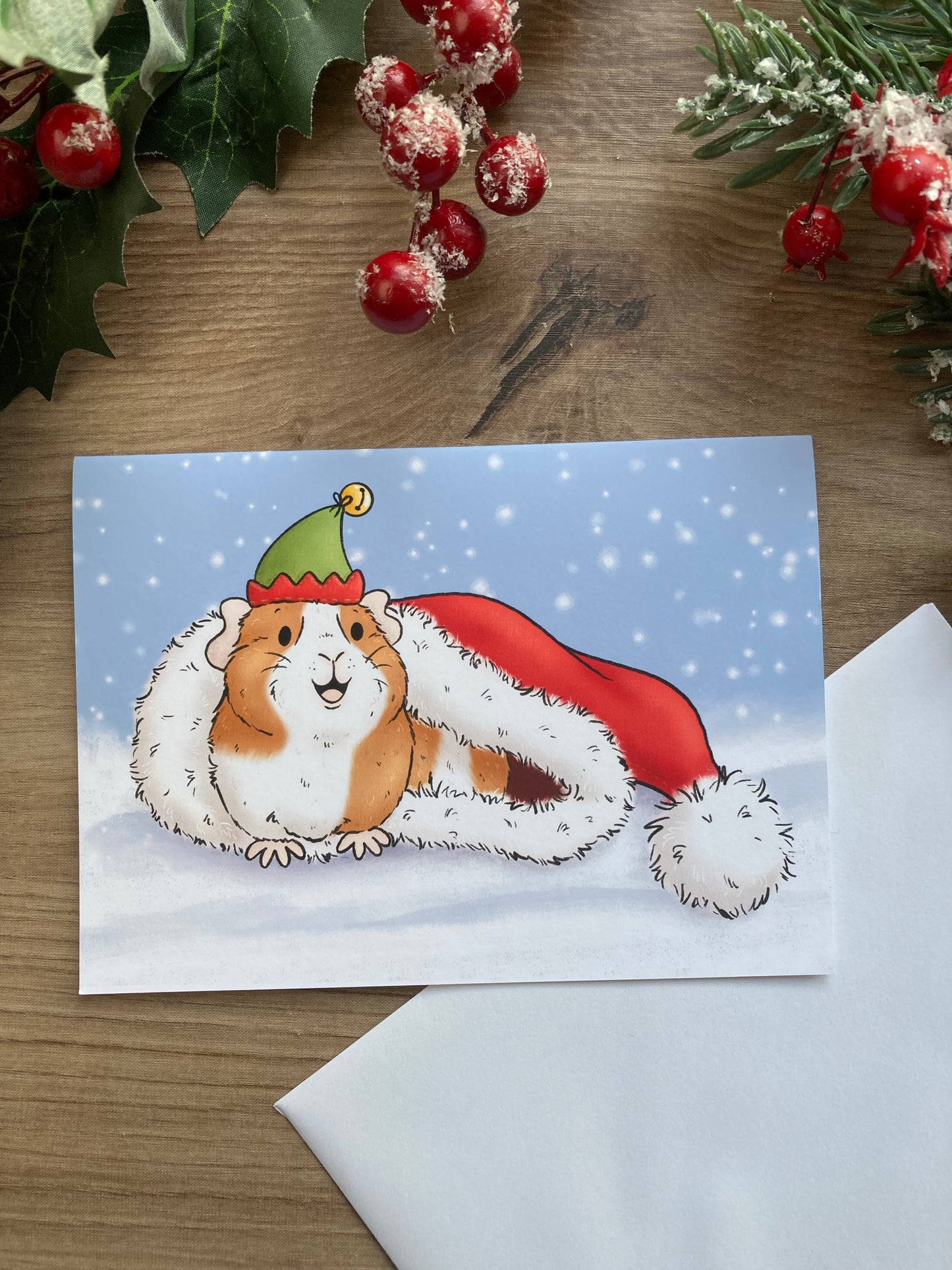 Santa's Little Helper | A6 Guinea Pig Christmas Card