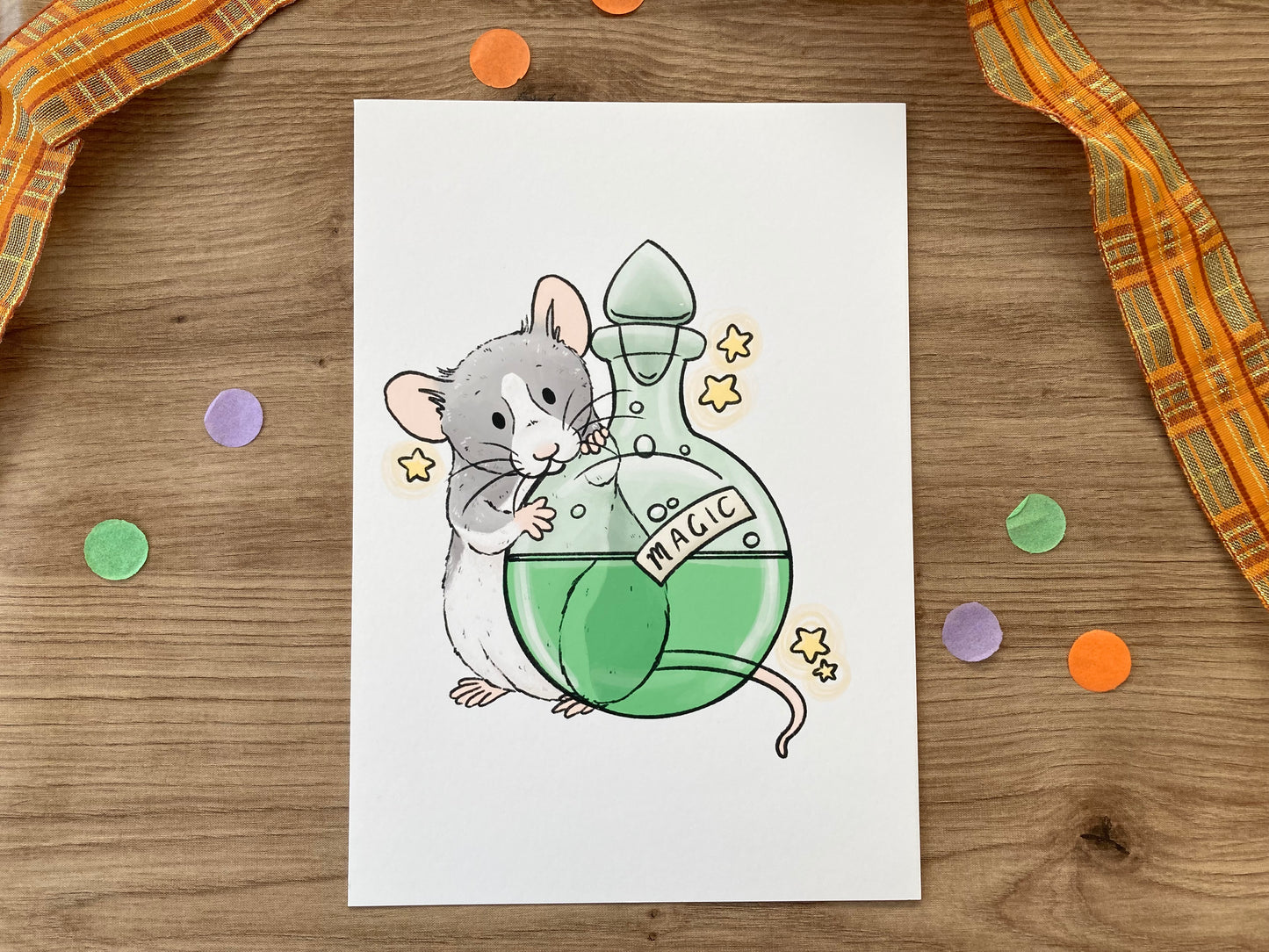 Sparky The Potions Rat | Cute Rat Art Print | Magical Rat Artwork