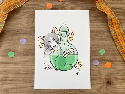 Sparky The Potions Rat | Cute Rat Art Print | Magical Rat Artwork