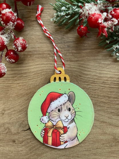 Santa Paws | Cute Hamster Christmas Tree Bauble