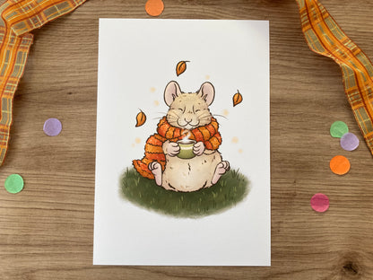 Autumn Dreams | Cute Hamster Art Print | Autumn Animal Artwork