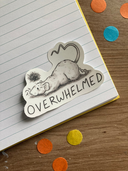 Overwhelmed Ratty | Cute Rat Glossy Vinyl Sticker