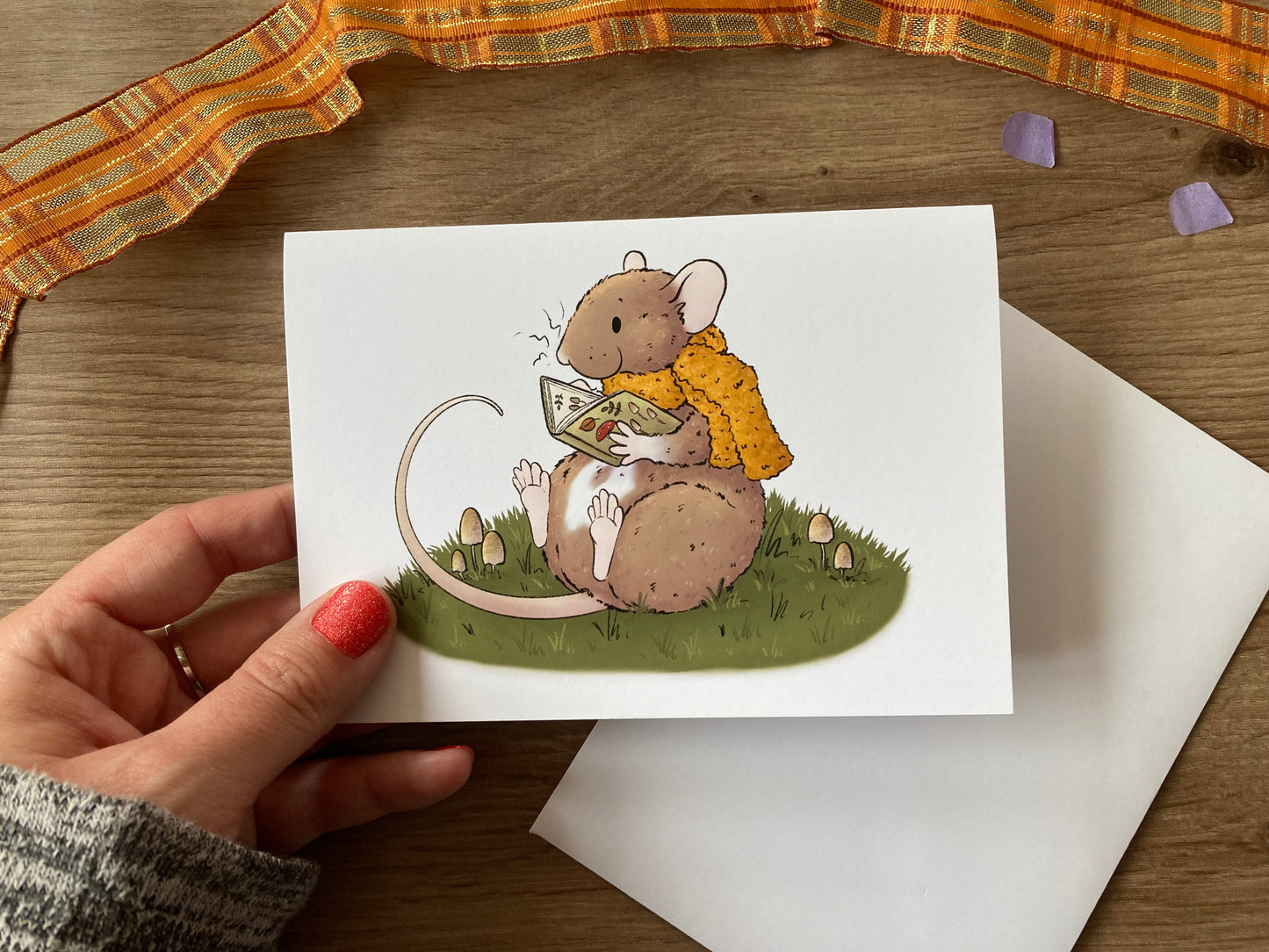 Autumn Reading | Cute Autumn Rat Greeting Card | Pet Rat Blank Greeting card