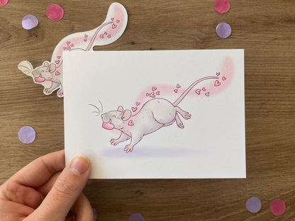 Eugene Rat Art Print and Sticker Valentine’s Day bundle