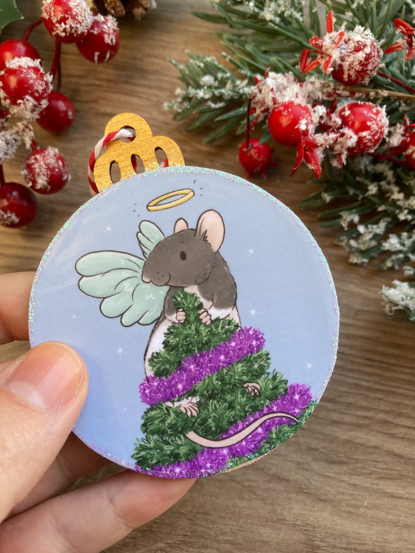 Ratty Angel | Cute Rat Christmas Tree Bauble