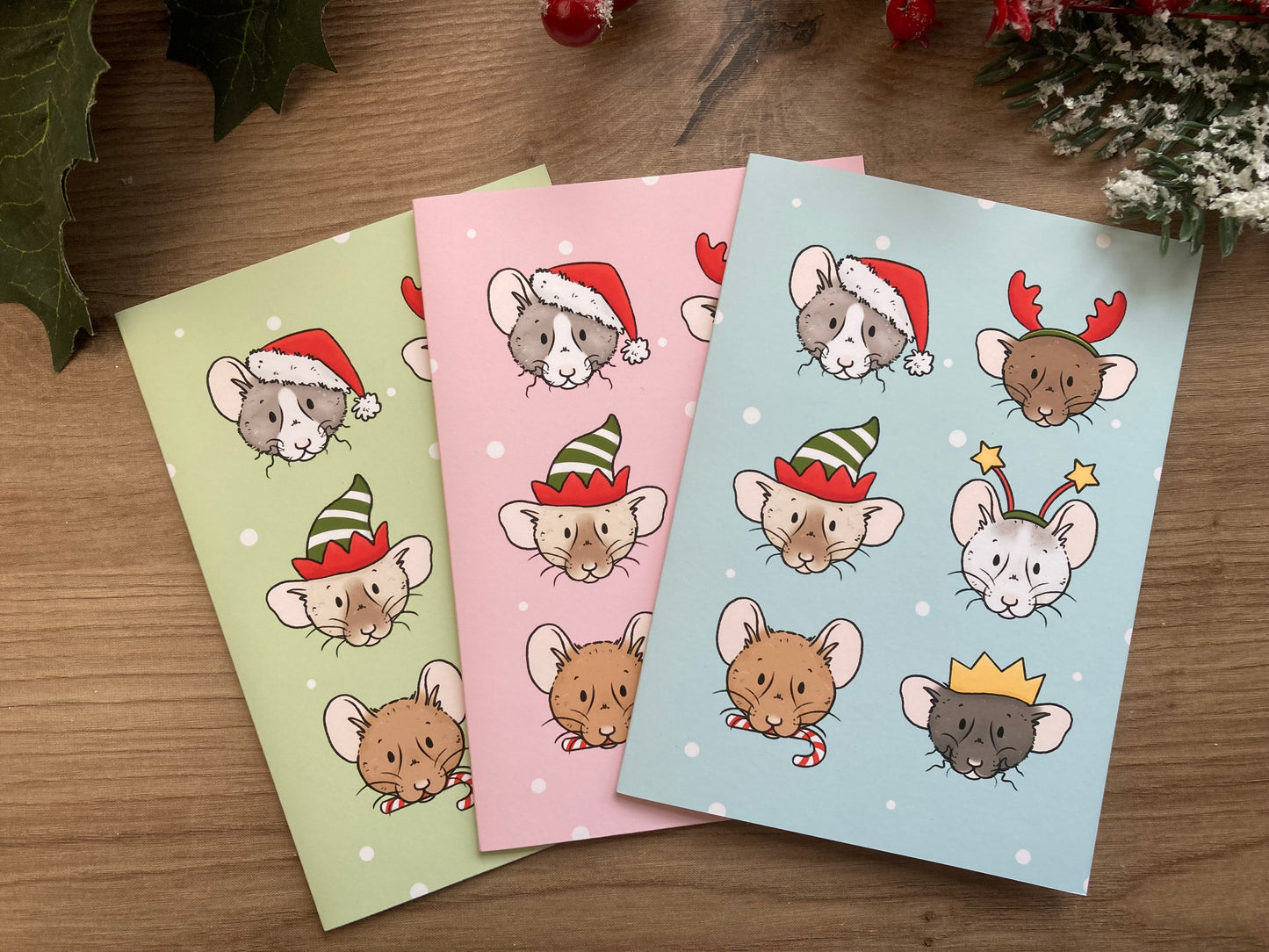 Festive Mischief | Pack Of 6 Pet Rat Christmas Cards