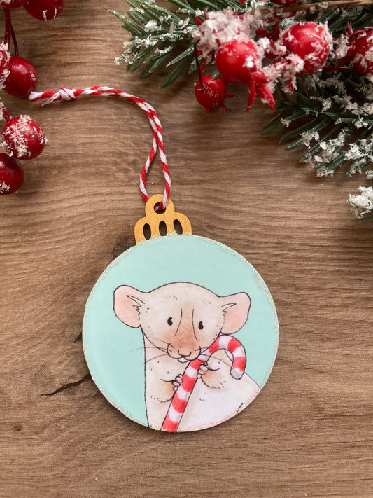 Candy Cane Rat | Cute Fancy Rat Christmas Tree Bauble