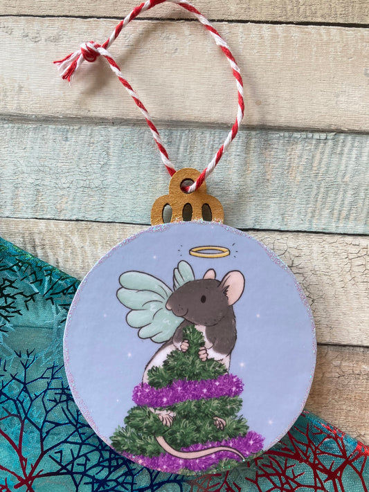 Ratty Angel | Cute Rat Christmas Tree Bauble